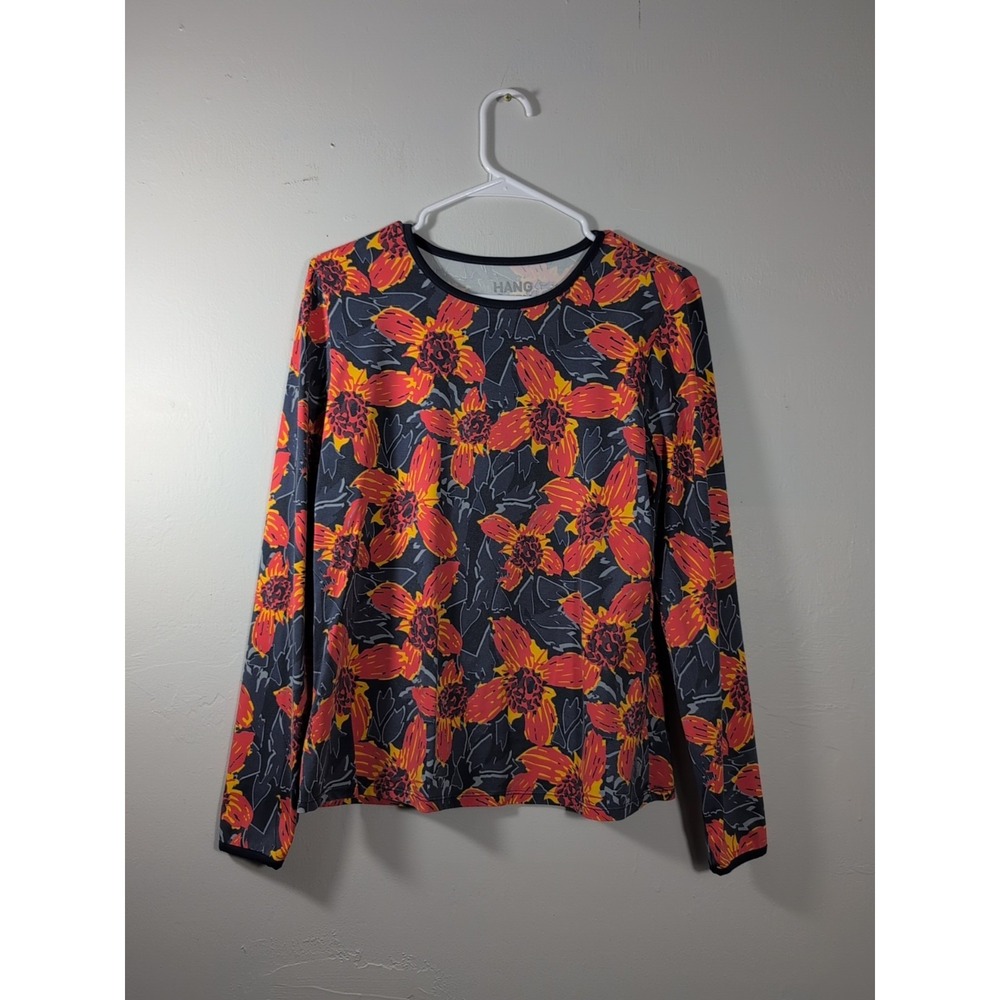 Hang Ten Floral Long Sleeve Swim Rash Guard UPF 50 Sun Protection Women Medium